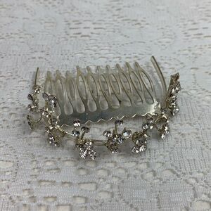 Rhinestone Sparkle Faux diamond formal Hair clip comb Silver Tiara style